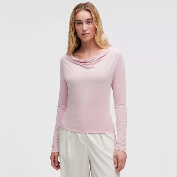 Lululemon Modal Silk Cowl Neck Long Sleeve Shirt pink haze 🩷 NWT - Picture 1 of 3